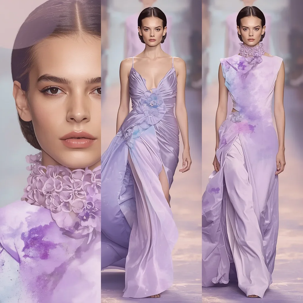 A Fashion Model's Watercolor Wash Runway Collage – stylish modern ai prompts – AI generated example