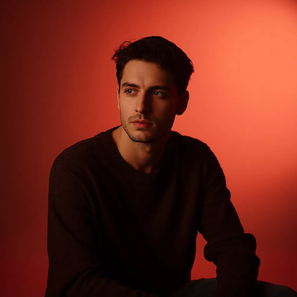 Contemplative Male Portrait with Studio-Grade Warm Light – image men's professional ai prompts – AI generated example