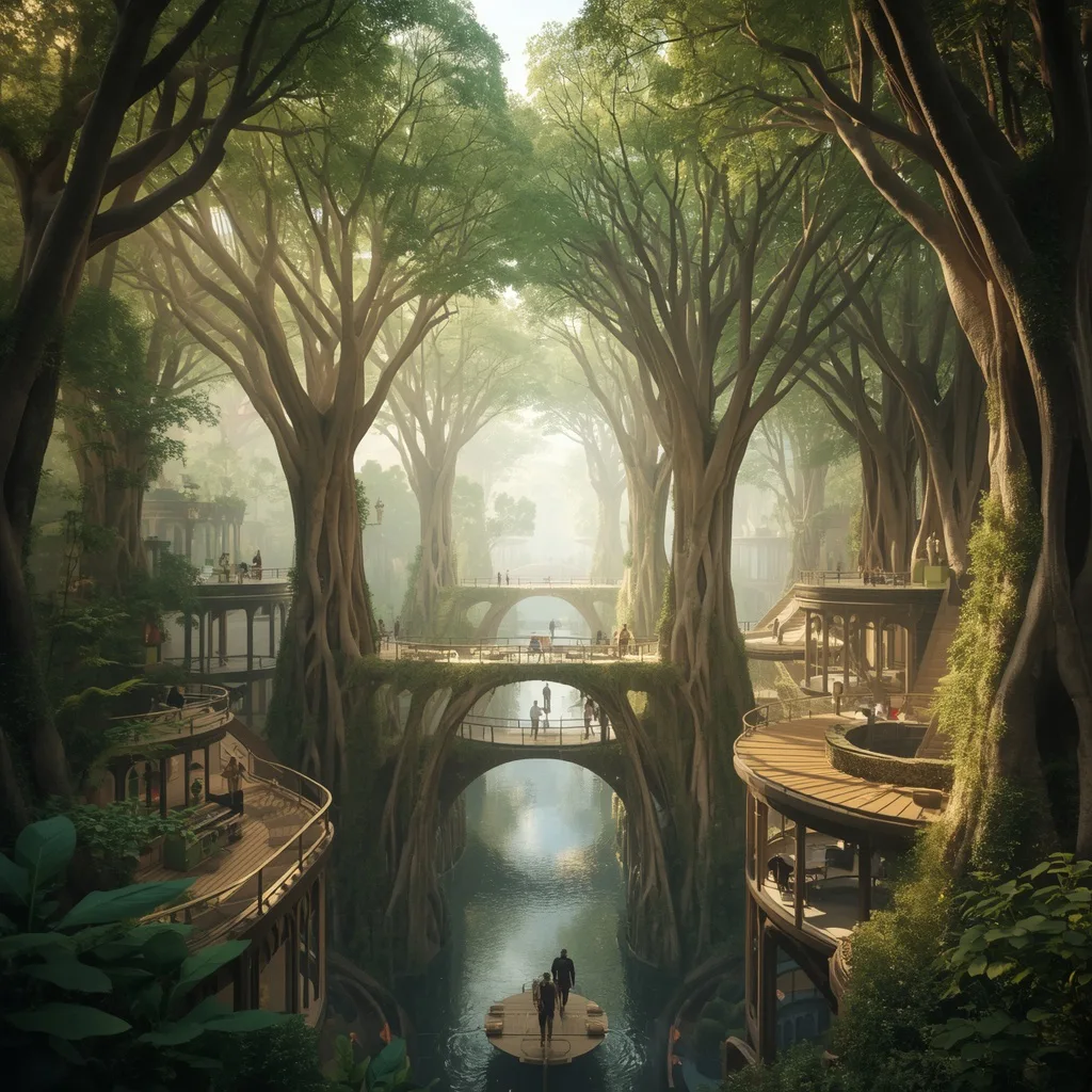 Floating Cathedral Forest Where Trees Form Natural Architectural Masterpieces – Dynamic Motorcycle Action Shots prompts – AI generated example