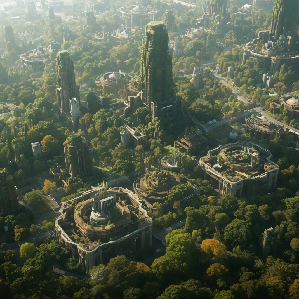 Self Regenerating Mega Forest Civilization With Bio Integrated Urban Evolution System – Dynamic Motorcycle Action Shots prompts – AI generated example