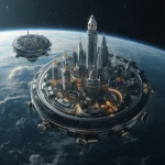 Billionaire Sky Metropolis Built on Giant Floating Luxury Watches Orbiting Earth | Indian traditional prompt for wedding