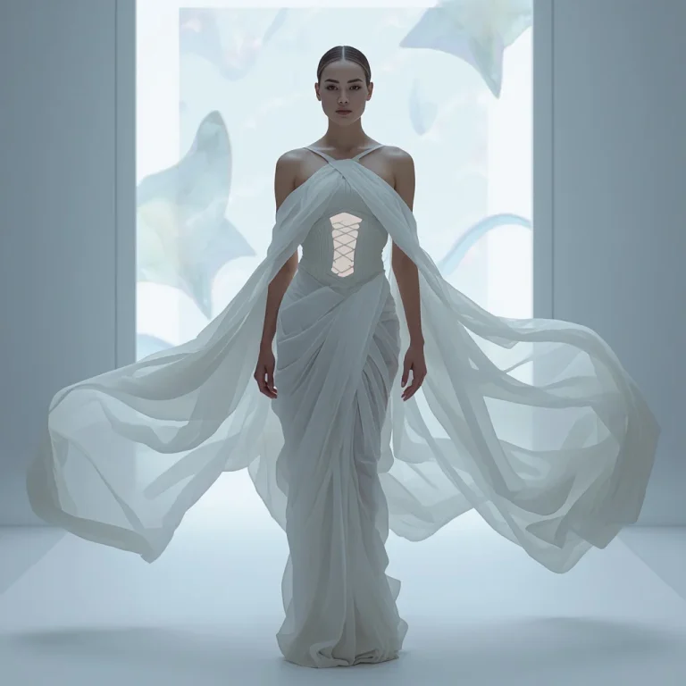Bio Morph Adaptive Living Fabric Saree with Self Transforming Material Evolution Fashion Editorial Concept Look | prompt for traditional look for girl — AI image prompt
