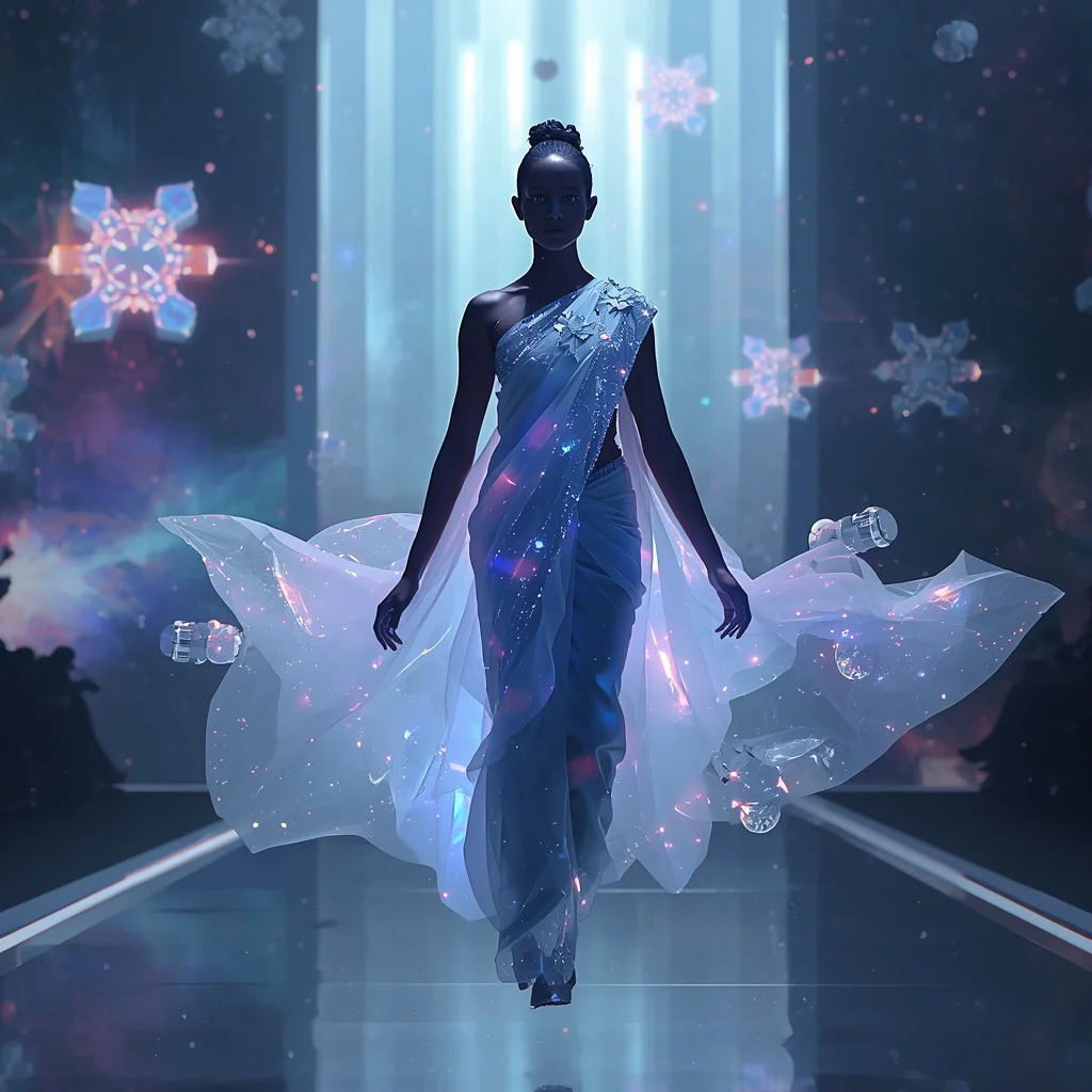 Crystal Wind Plasma Origami Nebula Saree with Atmospheric Core | gemini girl photo prompt indian style instagram — AI image prompt