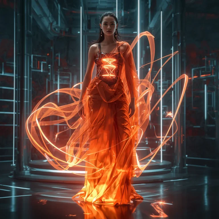 Floating Plasma Ribbon Saree with Kinetic Energy Flow Architecture Fashion Editorial Concept Look | new instagram trending photo editing prompt — AI image prompt