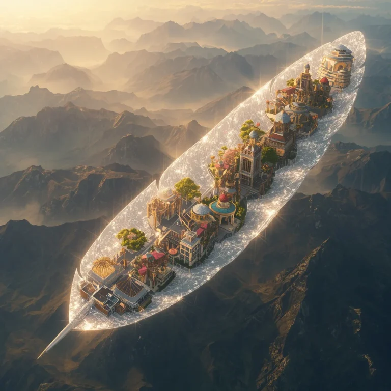 Luxury Crystal Feather Kingdom Above Mountains | AI prompt generator — AI image prompt