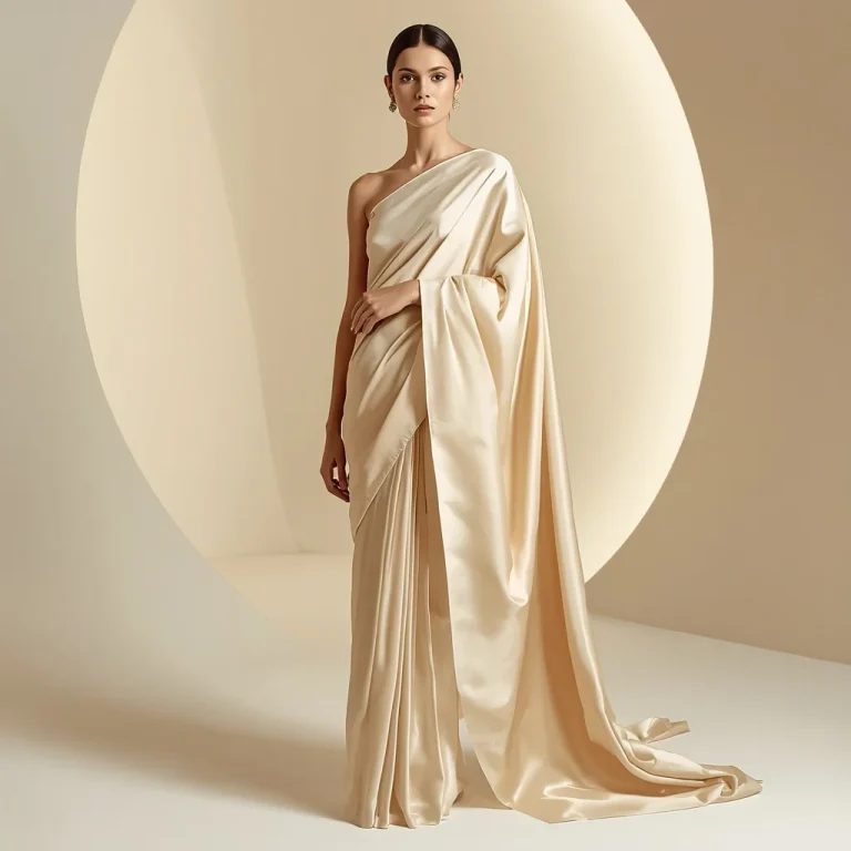 Soft Minimal Luxury Festival Saree with Elegant Neutral Studio Fashion Editorial Concept Design | instagram prompt for traditional look for girl — AI image prompt