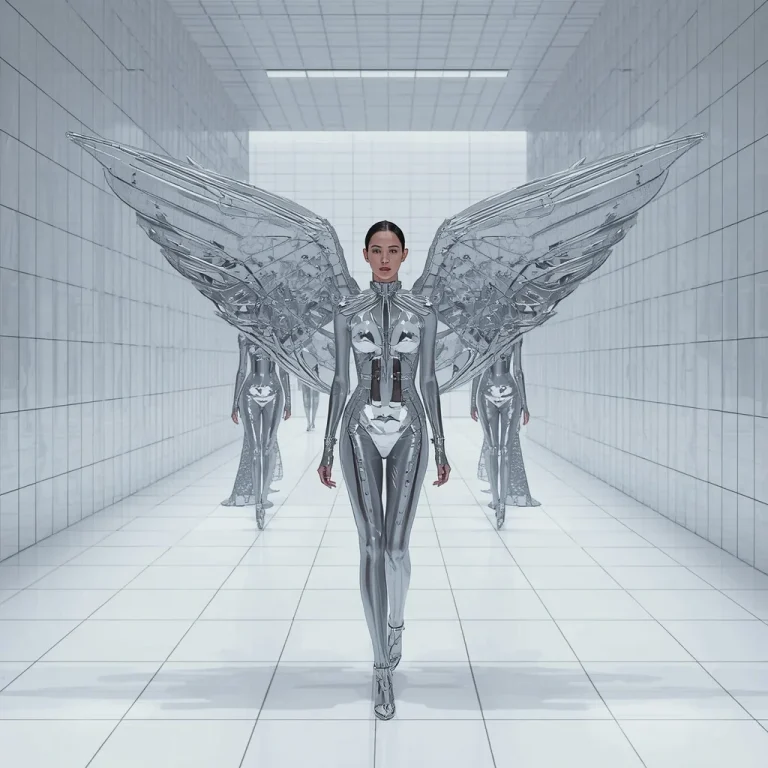The Aerodynamic Fluid-Metal Fashion Show | Photo Prompt — AI image prompt