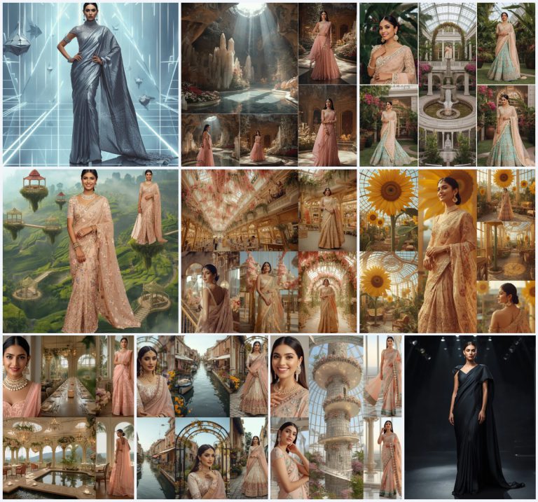 Top 10 Luxury Saree AI Image Prompts for Artistic Fine Art Photography with Painterly Textures | prompt for traditional look for couple — AI image prompt