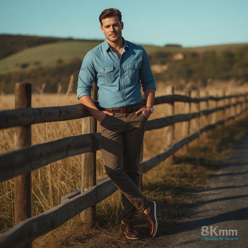 A Man’s Confident Pose in a Tailored Casual Look — AI image prompt
