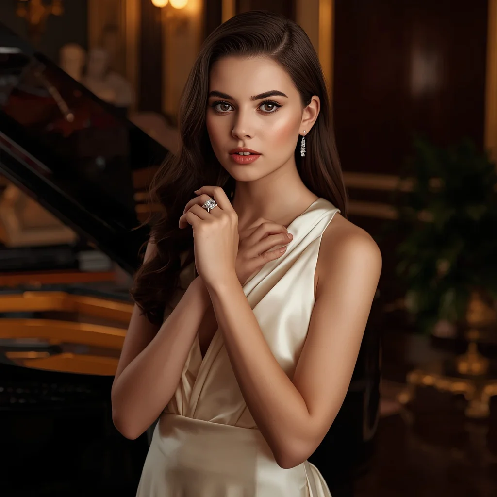Beautiful Girl with a Delicate Silver Ring — AI image prompt